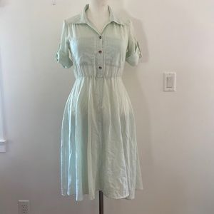 Vintage mint color linen dress